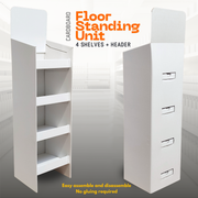 White Cardboard POS Floor Stand Display 4 Shelf Unit FSDU