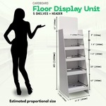 Load image into Gallery viewer, White Cardboard 5 Shelves Floor Stand Display Unit FSDU 4ft height
