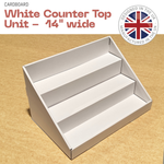 Load image into Gallery viewer, 3 STEP 14&quot; WIDE Counter Top White Cardboard CDU Display
